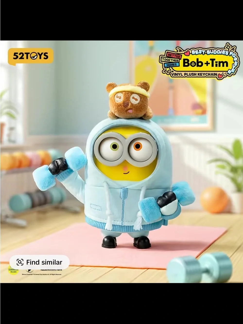 Minions Plush Keychain with Light Blue Hoodie
